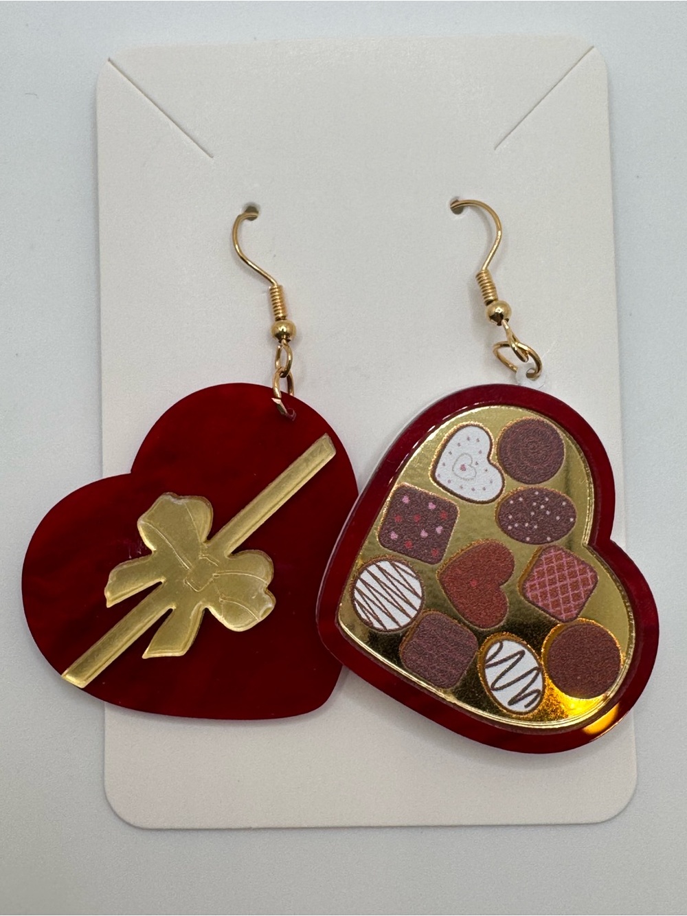Valentine's Day Acrylic Heart Chocolate Box Earrings - NWT
